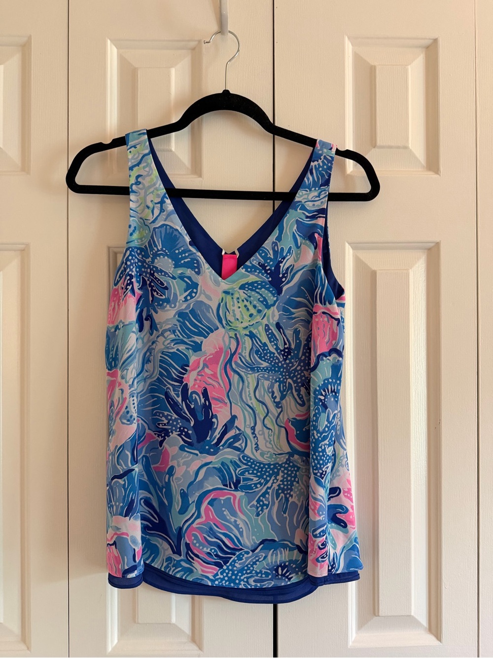 Lilly Pulitzer Florin Sleeveless Tank Top in Blue & Pink Floral Print